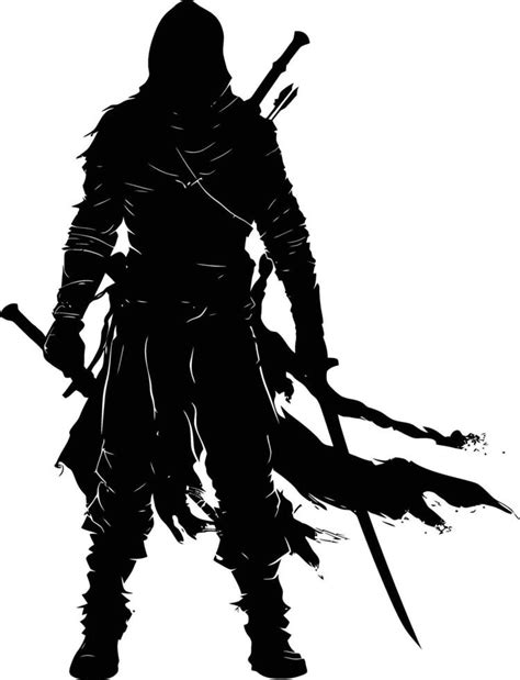 Ai Generated Silhouette Assassin Full Body Black Color Only 37458481