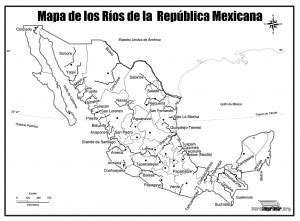 Mapa de los ríos de México para imprimir en PDF 2025