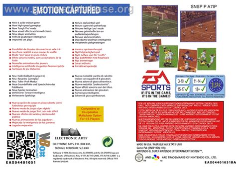 Fifa 97 Gold Edition Nintendo Snes Artwork Box Back