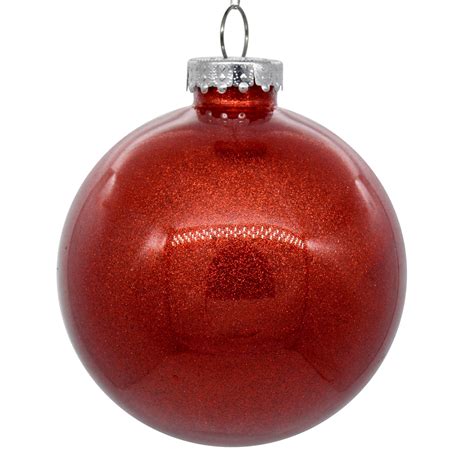 Vickerman 475 Clear Ball Christmas Ornament With Red Glitter Interior