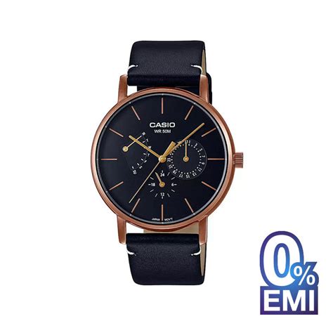 Casio Enticer Mtp E Rl Evdf Leather Black Belt Watch