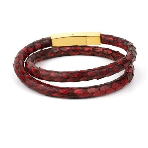 Red Python Double Exotic Leather Bracelet Inmind Handcrafted Jewellery