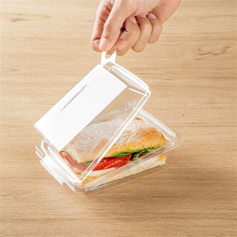 Tamper Tek Rectangle Clear Plastic Sandwich Container With Lid Tamper Evident 6 X 4 12 X