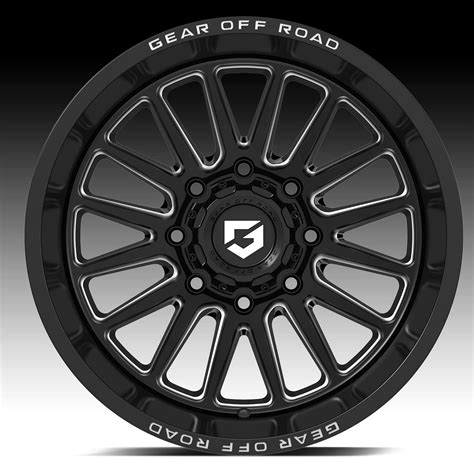 Gear Offroad 764BM Leverage Gloss Black Milled Custom Truck Wheels Rims