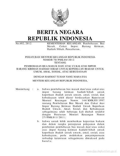 Pmk Nomor Tahun Berita Negara Republik Indonesia No