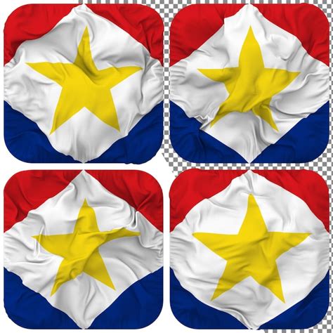 Premium Psd Saba Island Flag Squire Shape Isolated Different Waving