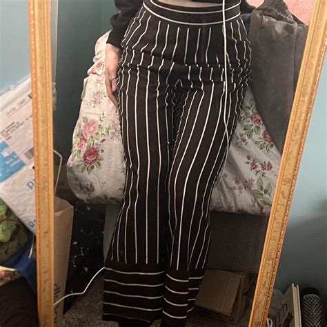 Black And White Striped Party Pants Super Flattering Depop