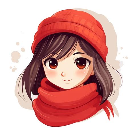 Premium Photo | Anime girl with red hat and scarf generative ai