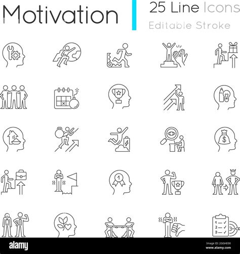 Motivation Linear Icons Set Stock Vector Image Art Alamy