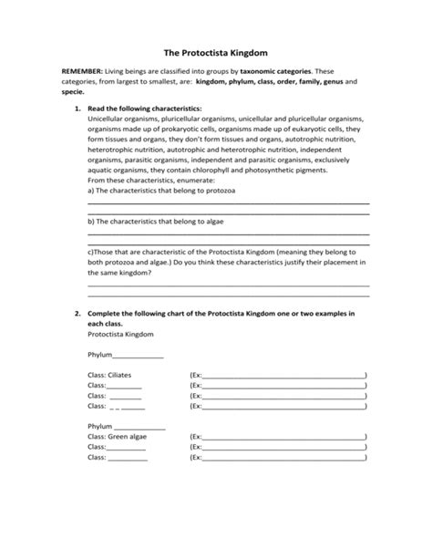 The Protoctista Kingdom