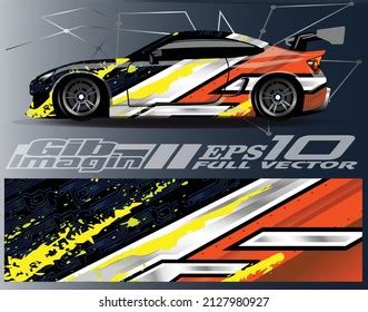 Racing Car Decal Graphic Vector Envolver Vector De Stock Libre De