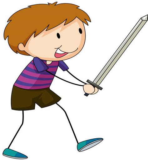 Kids Sword Fighting Stock Vectors Istock