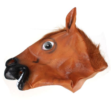 Horse Head Mask Creepy Halloween Costume Theater Prop Novelty Latex ...