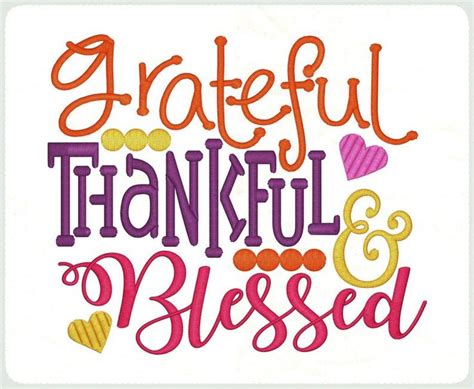 Grateful Thankful Blessed Embroidery Saying Blessed Design Thankful