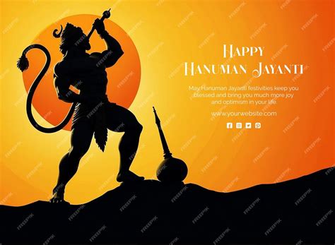 Premium Psd Hanuman Jayanti Concept God Hanuman Sculpture Silhouette