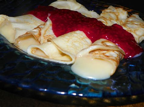 French Cream Crepes With Raspberry Sauce Recipe Recipe Top Dessert Recipe