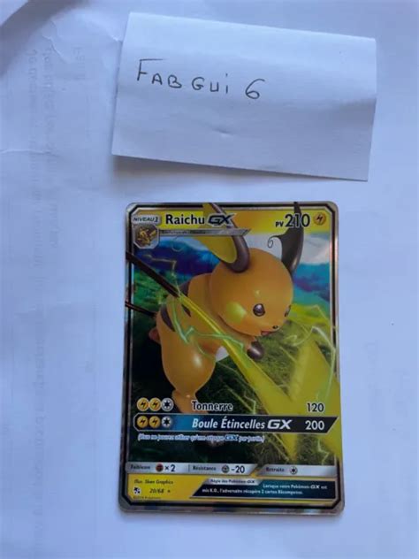 CARTE POKÉMON RAICHU GX 20 68 3 SL11 5 Destinées Occultes CARTE