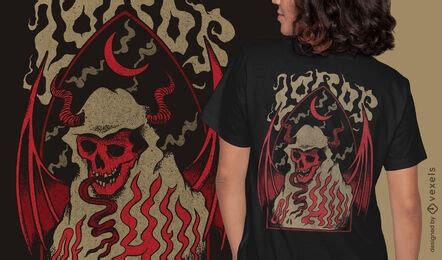 Plantilla PSD Editable De Esqueleto Demonio Infierno Criatura Camiseta Psd