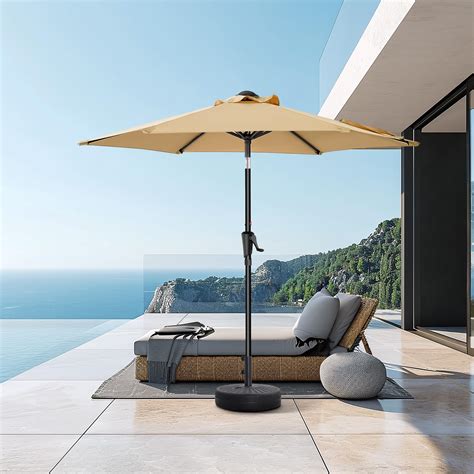 75ft Outdoor Patio Umbrella Market Table Pool Deck Umbrella Upf50 Uv Protection With Push