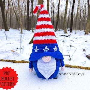 Patriotic Gnome Usa Crochet Gnome Amigurumi Pattern Independence Day