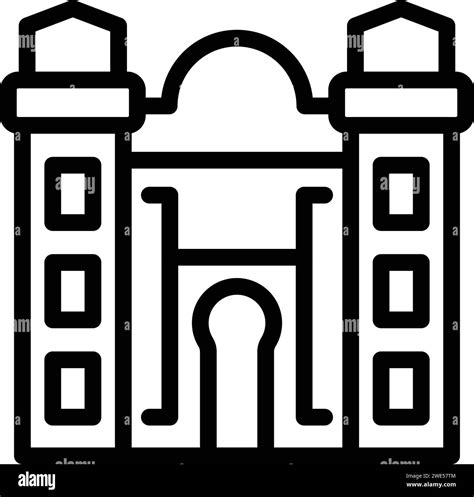 Baku Mosque Icon Outline Vector City Tower Building Architecture