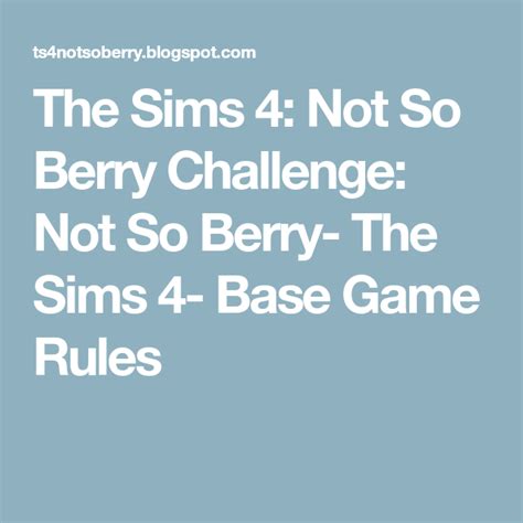 Sims 4 Not So Berry Challenge Base Game Templates Printable Free