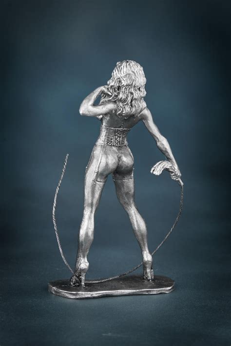 Miniature Mm Pewter Figurine Girl With Whip Naked Girl Female Breasts Tin Miniature Sexy