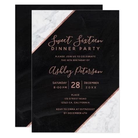 Rose Gold Typography Marble Chalkboard Sweet Invitation Sweet