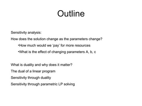 Lecture 4 Duality And Sensitivity In Lp PPT