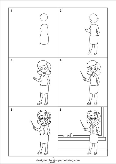 how to draw a teacher 6