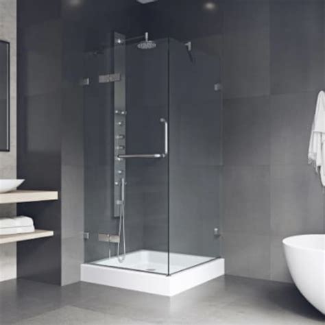 Vigo Piedmont 42 In W X 77 In H Neo Angle Pivot Frameless Corner Shower Enclosure With L