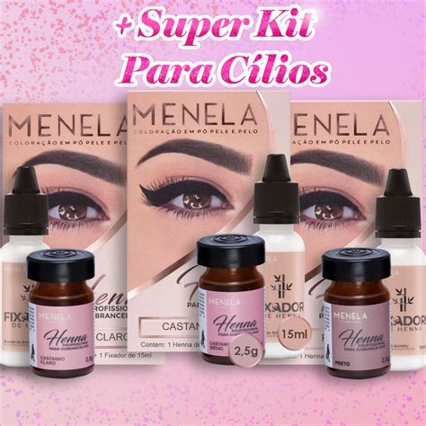 Henna Menela Kit 2 5g Fixador 15ml Para Sobrancelhas Original