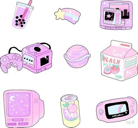 Aesthetic Stickers - Pink and White Items