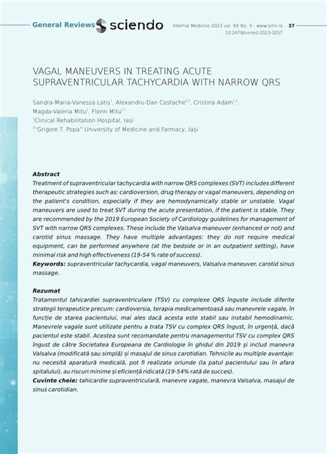 (PDF) Vagal Maneuvers in Treating Acute Supraventricular Tachycardia ...