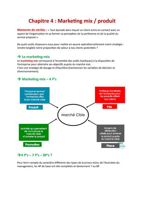 Chapitre 4 Market Notes De Cours 1 Chapitre 4 Marketing Mix