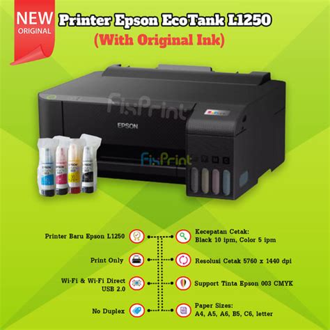 Jual Printer Epson Ecotank L1250 L1256 Print Wifi Infus Pabrik Tinta 003 L1256 White