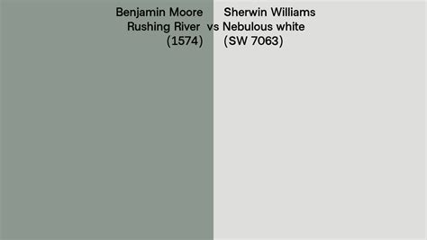 Benjamin Moore Rushing River 1574 Vs Sherwin Williams Nebulous White Sw 7063 Side By Side