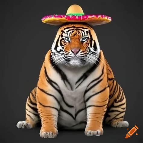 Fat Tiger Wearing Sombrero Hat On Craiyon