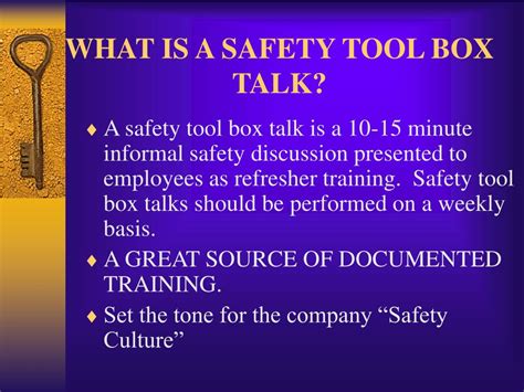 PPT - WHAT IS A SAFETY TOOL BOX TALK? PowerPoint Presentation, free download - ID:6116820