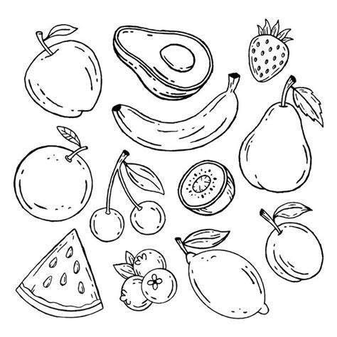 Free Vector Engraving Hand Drawn Fruit Collection In 2024 Fruit Coloring Pages Fruits