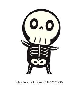 Cute Halloween Skeleton Cartoon Skeleton Halloween Stock Vector