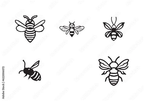 minimal Africanized bee killer bee logo design illustration and white ...