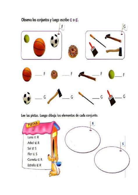 Relación de pertenencia y no pertenencia worksheet Cuadernos