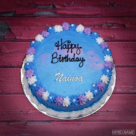 Blue Flower Happy Birthday Cake With Name Birthday Cake Writing Blue