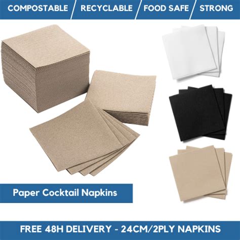 200 Cocktail Napkins 24cm 2 Ply Paper Serviettes For Bars Restaurants