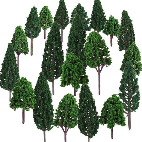 24 Arbres Miniatures Modèle Arbre en Plastique Modèle Train Arbres