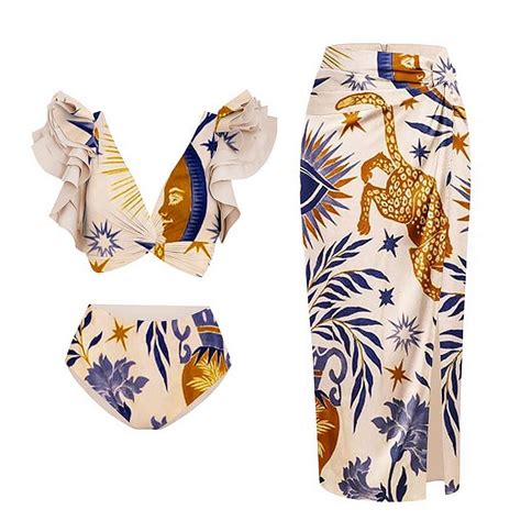 Generic 2025 New Bikini Strap Ethnic Print Split Swimsuit 2516