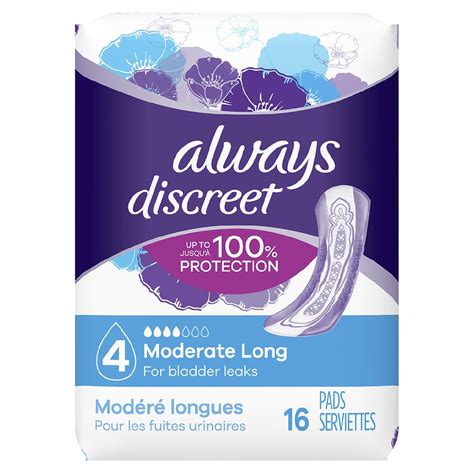 Always Discreet Incontinence Pads For Women Moderate Long Walgreens