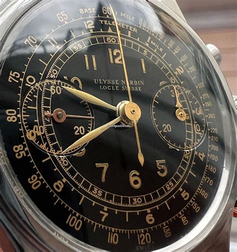 Vintage Ulysse Nardin Chronograph 1940s Valjoux 23 For Sale