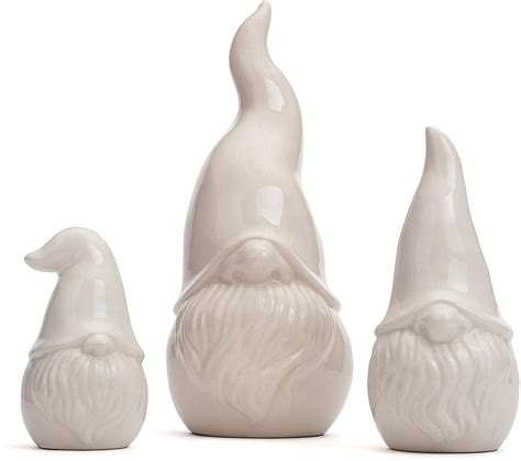 Ceramic Gnomes White Contemporary Gnomes Set Of 3 The Gnome Zone